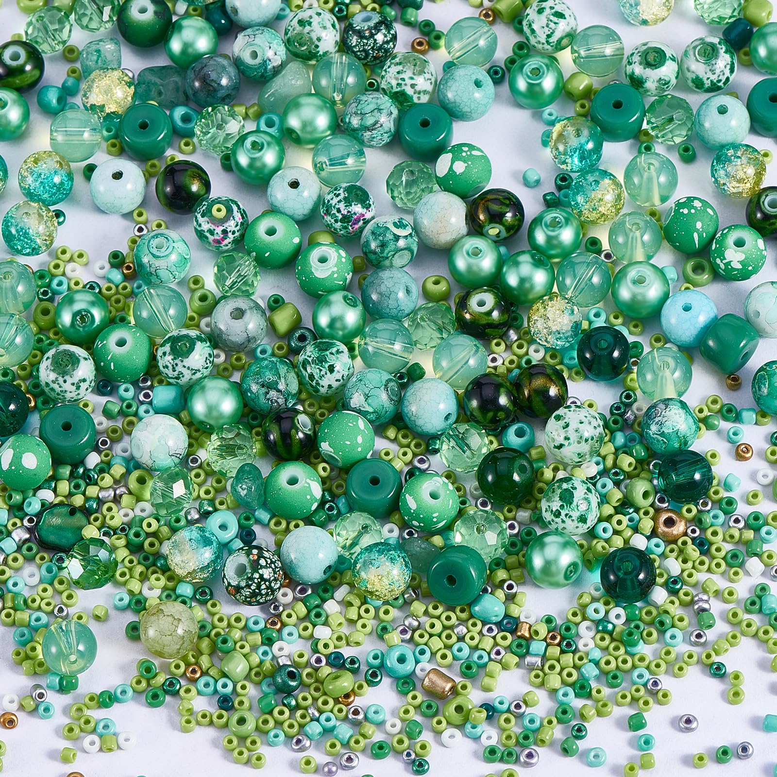BEEFLYING 1 Pack Assorted Glass Beads for Jewelry Making Adults Glass Crystal Beads Bulk Including 8mm Beads for DIY Jewelry Bracelet Neckalce Phone Lynard Making Crafts Accessorie (Light Green) - Image 4
