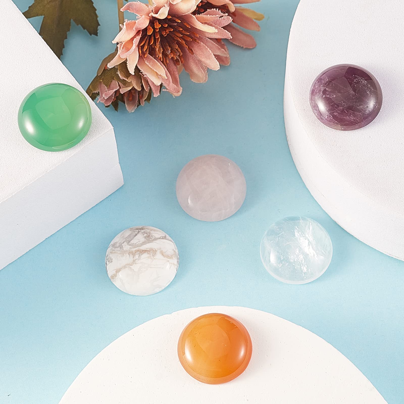 BEEFLYING 10 Pcs Natural & Synthetic Gemstone Cabochons Flat Back Gemstones Cabochons Half Round No Hole Stone Beads for Jewelry Making Crafts Supplies - Image 4