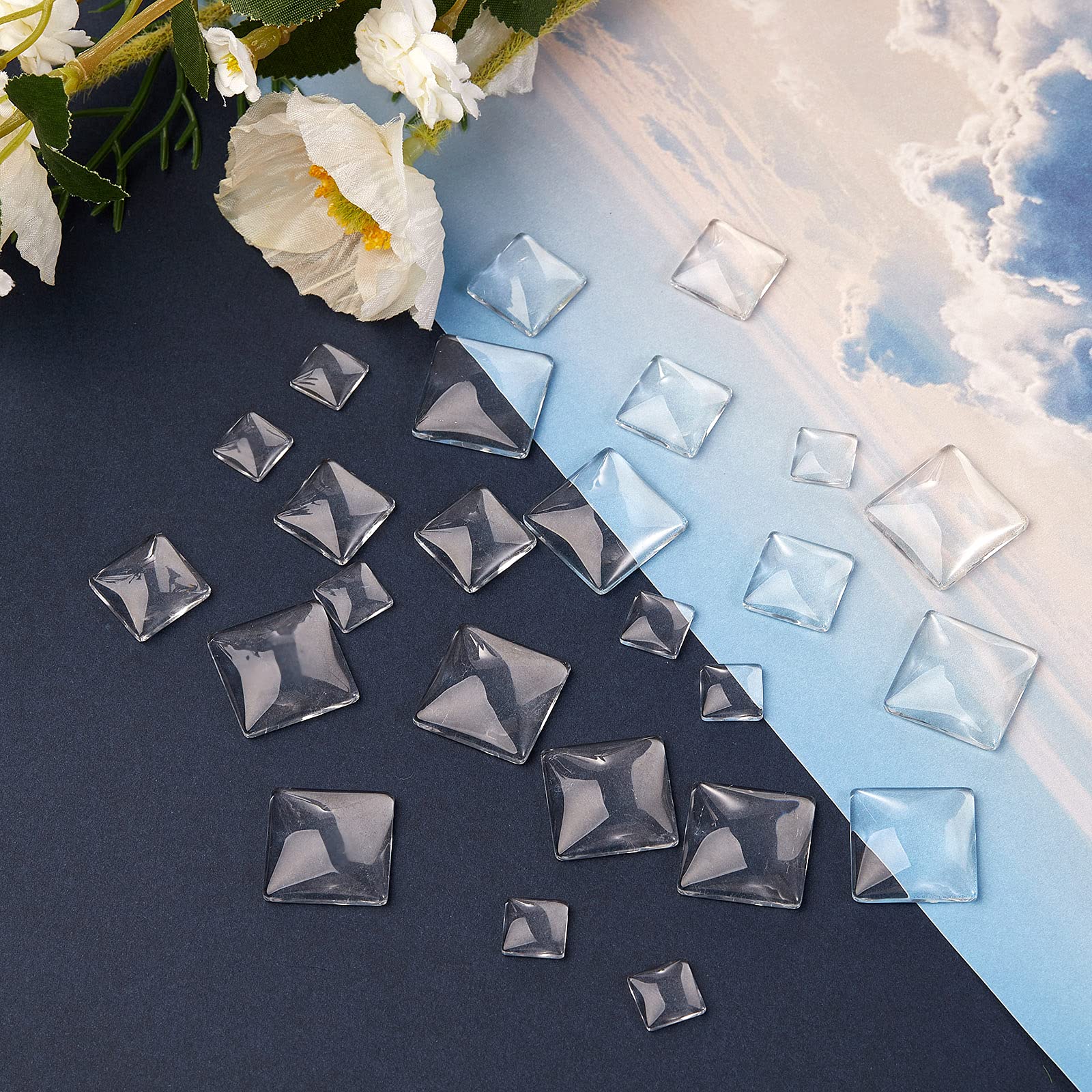 BEEFLYING 150pcs Transparent Glass Square Cabochons Clear Dome Cabochons for Photo Pendant Jewelry Making - Image 4