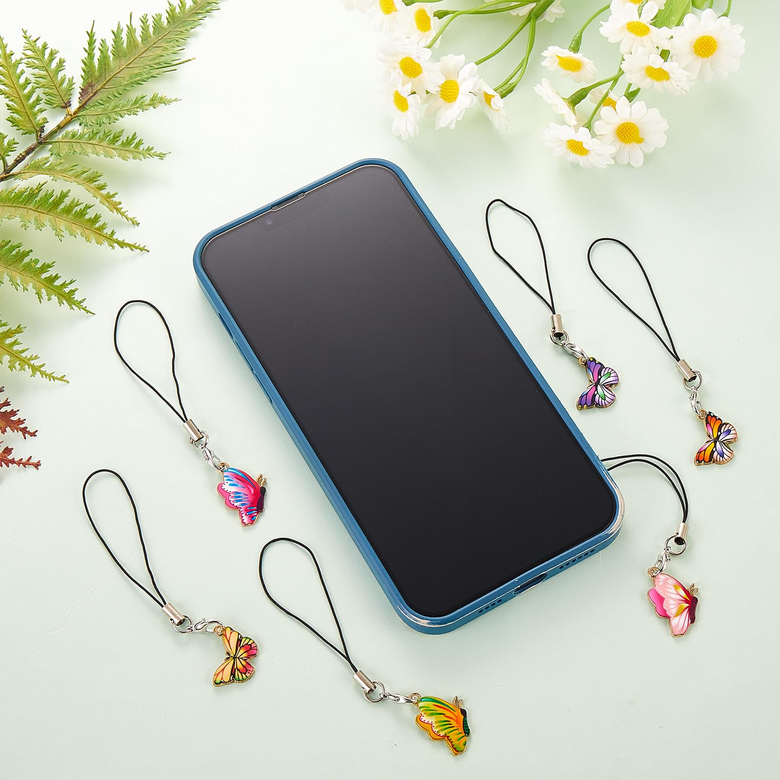 BEEFLYING 16 Pcs Kawaii Cell Phone Charms for Mobile Phone Strap Hanging Pendant Aesthetic Phone Decor for Jewelry Making Phone Charm Wallet Pendant Accessories(Butterfly) - Image 4