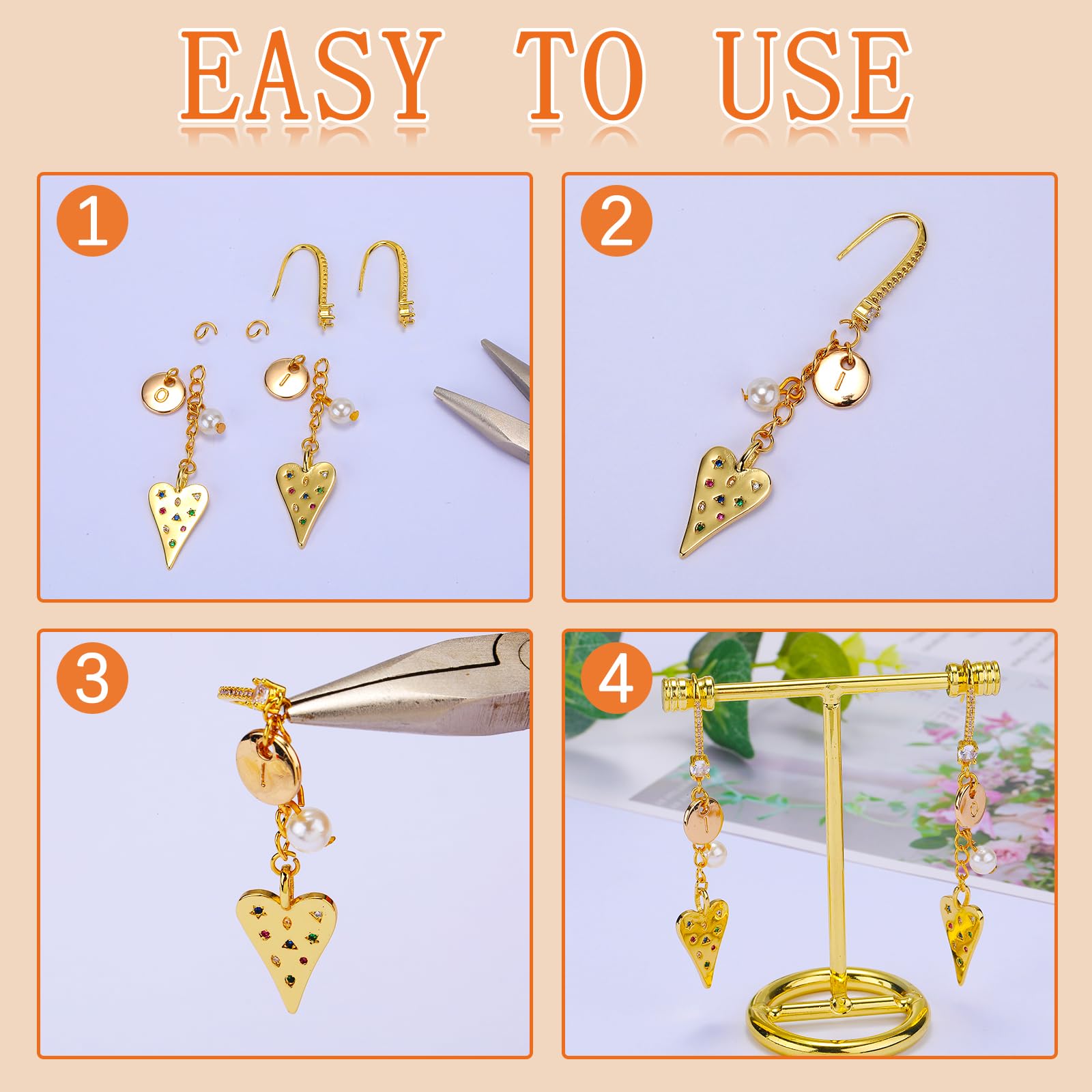 BEEFLYING 20PCS 18K Real Gold Plated Cubic Zirconia Earring Hooks Ear Wires with Dangle Loops for DIY Jewelry Making Crafts - Image 4