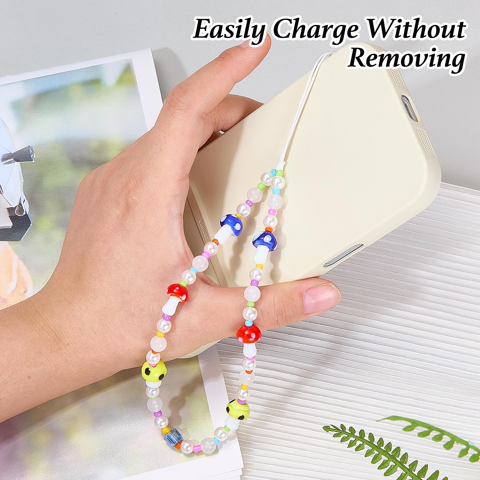 BEEFLYING BEELYING Beaded Phone Charms Wrist Strap Cell Phone Chain Lanyard Suitable for Case Bag Keychains Cameras Wallets - Image 4